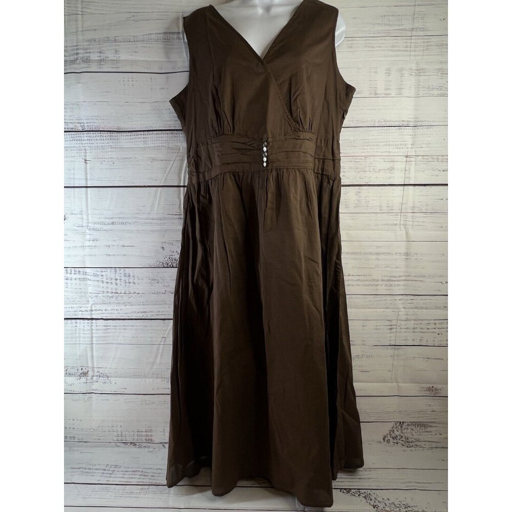 Vintage J Jill Maxi Dress Women 16T Cotton Brown Sleeveless Handmaid Peasant